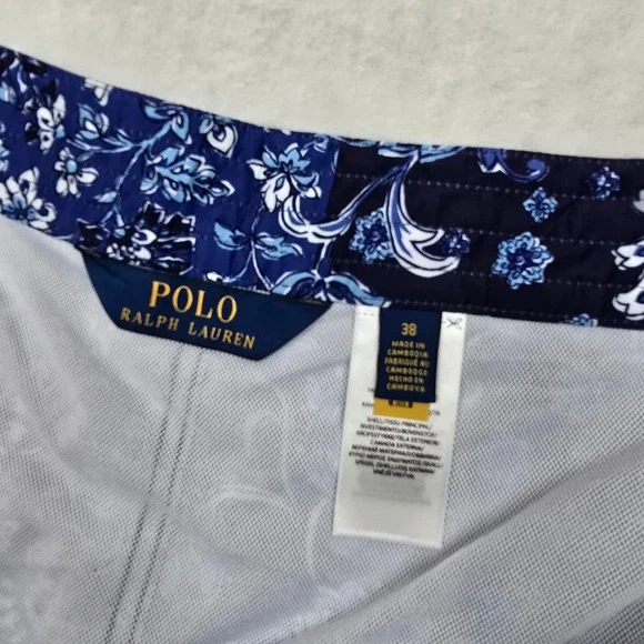 Polo Ralph Lauren Swim‎ Trunks Mens Size 38 Floral Paisley Blue Mesh Lined NEW